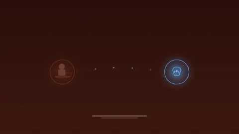 Human worker facing AI robot coral concept background loop 库存影片 342617485