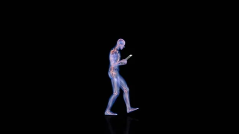 Human x-ray body and skeleton, reading on a digital tablet, seamless loop 스톡 동영상 145451362
