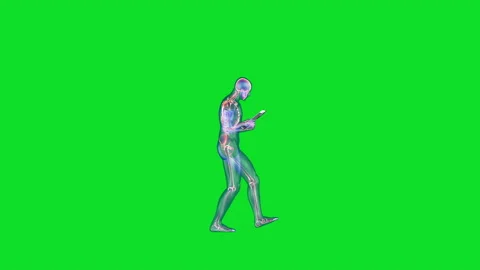 Human x-ray body and skeleton, reading on a digital tablet, seamless loop, Green 스톡 동영상 146122103