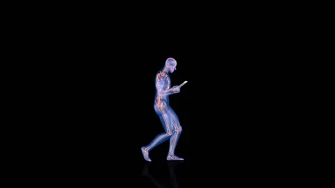 Human x-ray body and skeleton, reading on a digital tablet, seamless loop, Luma  스톡 동영상 147675244