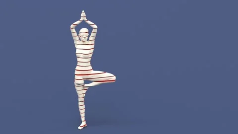 Human young elegant posing figure, sliced slim woman, yoga or fitness exercise. Stock Footage 180648045