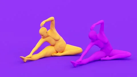 Human young statue, yoga exercise concept, healthy stretching training. Stock Footage 186584802