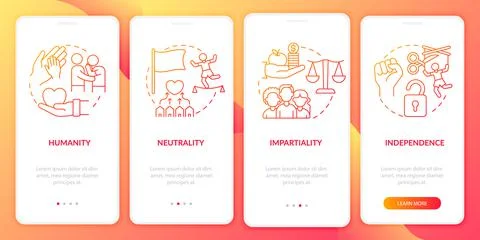 Humanitarian aid base onboarding mobile app page screen. Illustrazione stock