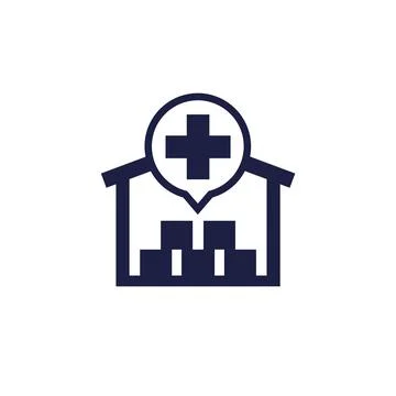 Humanitarian aid icon with warehouse Stock Illustration