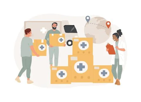 Humanitarian aid isolated concept vector illustration. Ilustración de archivo