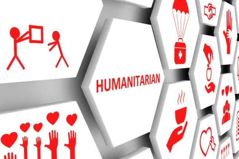 HUMANITARIAN concept cell background 3d illustration Stock Illustration