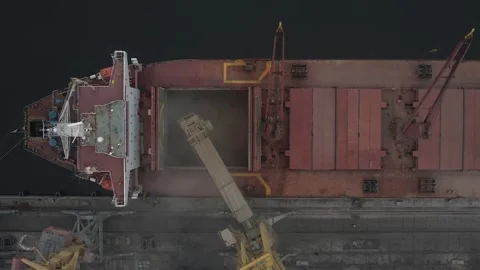 Humanitarian food program. Loading of Ukrainian grain to bulker ship. 2 in 1 Stock Footage 244743329