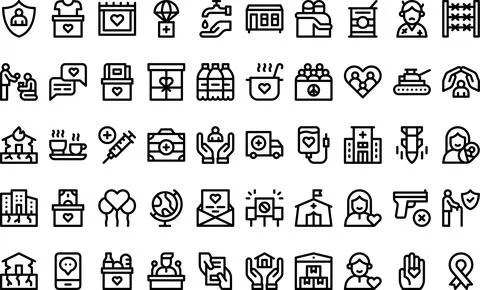 Humanitarian help icons High-Quality Vector Icons Collection with Editable .. Stock Illustration