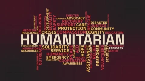 Humanitarian Word Cloud Background with Emergency Relief and Charity Typograp Stock-Footage 341664876