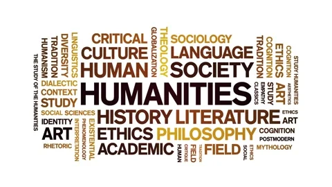 Humanities animated word cloud,animation tag kinetic typography seamless loop. Stock Footage 316948173