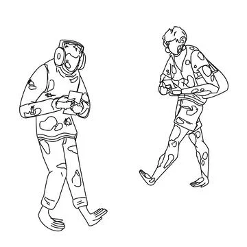 Humanity Degradation With Phone Walking Vector Illustration イラスト素材