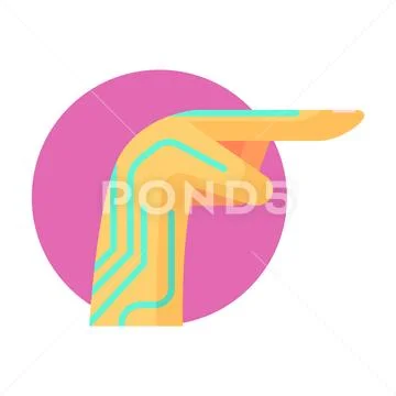Humanized Android Hand With Electronic Elements, Part Of Futuristic Robotic And Stock Illustration