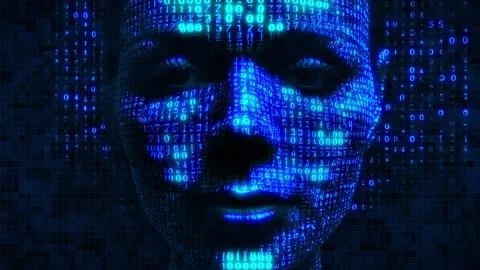 A humanized artificial intelligence neural engine in the shape of a female face Stock Footage 264985842