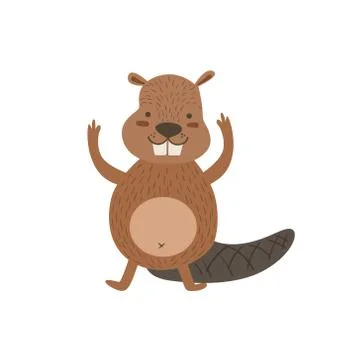 Humanized Beaver Greeting Stock Illustration