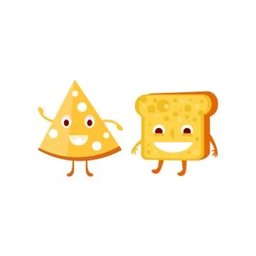 Humanized Bread And Cheese Illustration Stock Illustration