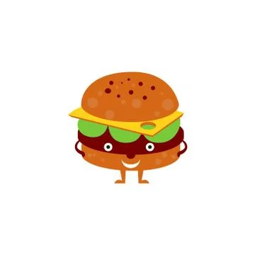 Humanized Burger Funny Illustration Stock Illustration