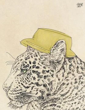 A humanized realistic a tiger with a cap Stock Illustration