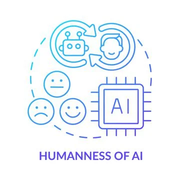 Humanness of AI blue gradient concept icon Stock Illustration
