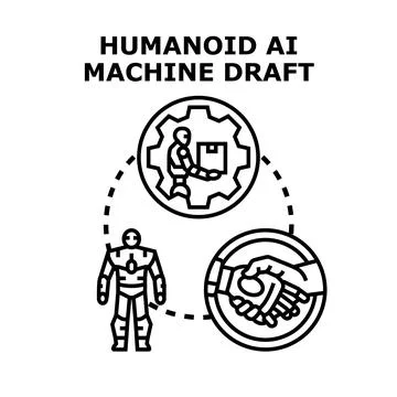Humanoid ai machine draft concept engineering Stock Illustration