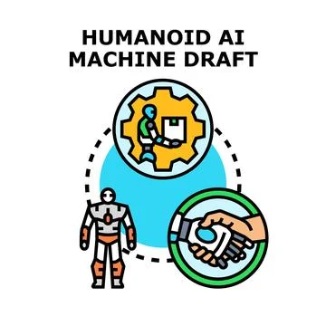 Humanoid ai machine draft concept engineering Ilustración de archivo