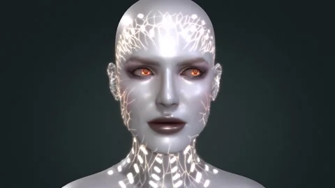 Humanoid AI robot animated Stock Footage 254791288