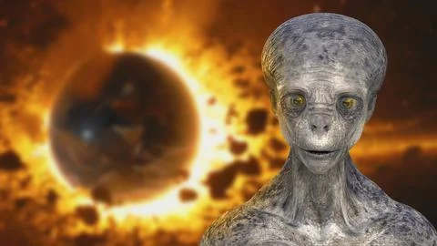 Humanoid alien, 3D illustration Stock Illustration