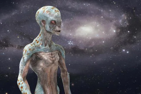 Humanoid alien, 3D illustration Illustrazione stock