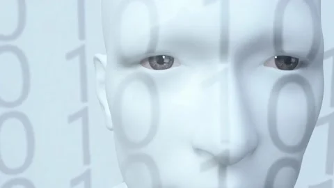 Humanoid Android Robot Artificial Intelligence Digital Immortality 4K Stock Footage 145837602