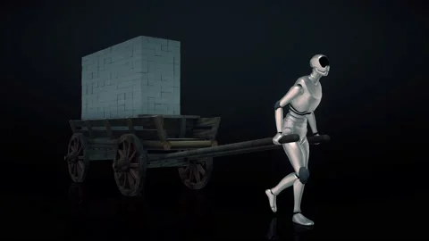 Humanoid autonomous robot with Cargo Cybernetic system Robotic Technologies 4k Stock Footage 148035027