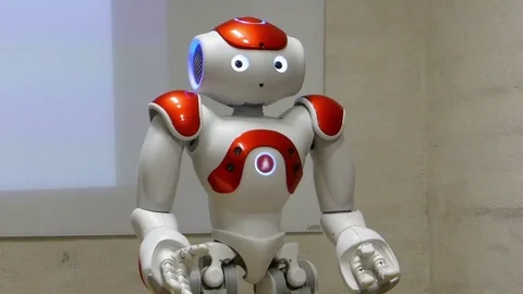 Humanoid Autonomous Robot Gesturing And Dancing Stock Footage 70006507