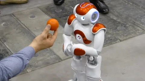 Humanoid autonomous robot plays a ball Vídeos de archivo 51105388