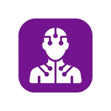 Humanoid with connected neural network elements for artificial intelligence.. 스톡 일러스트