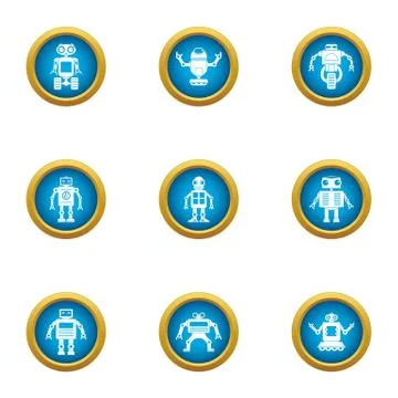 Humanoid icons set, flat style 스톡 일러스트