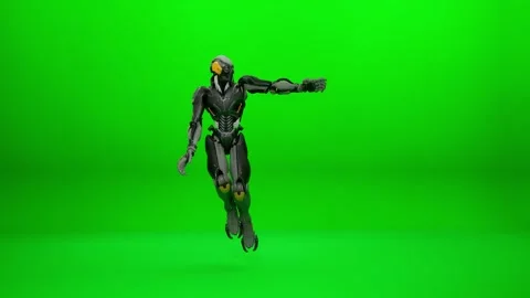 Humanoid Mecha Dynamic Dance on Green Screen Stock Footage 322218185