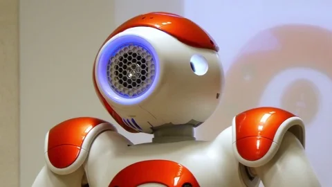 Humanoid nao robot thinking Stock Footage 70234213