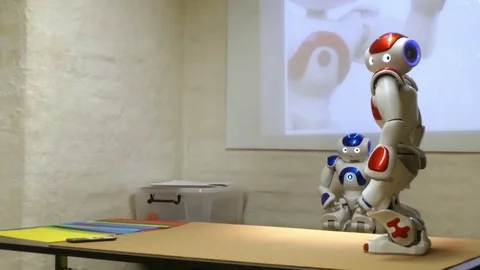 Humanoid nao robot walking 스톡 동영상 70234131