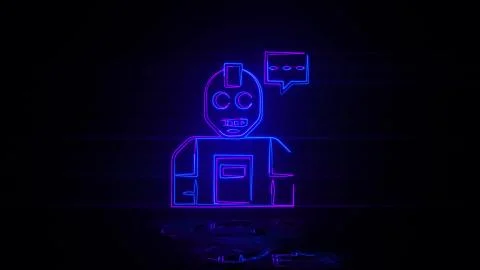 Humanoid in neon effect mp4 video Stock Illustration