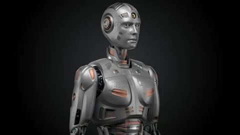 HUMANOID older TURN AROUND Video stock 253653692