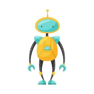 Humanoid or Robot with Iron Limbs and Antenna as Artificial Intelligence Vector Stock Illustration