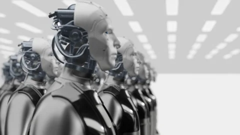 Humanoid robot, AI revolution of robotic technology Stock Footage 304196577