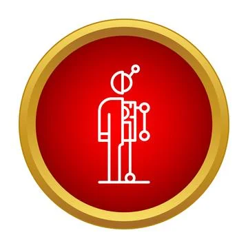 Humanoid robot android technology icon with red background Stock Illustration