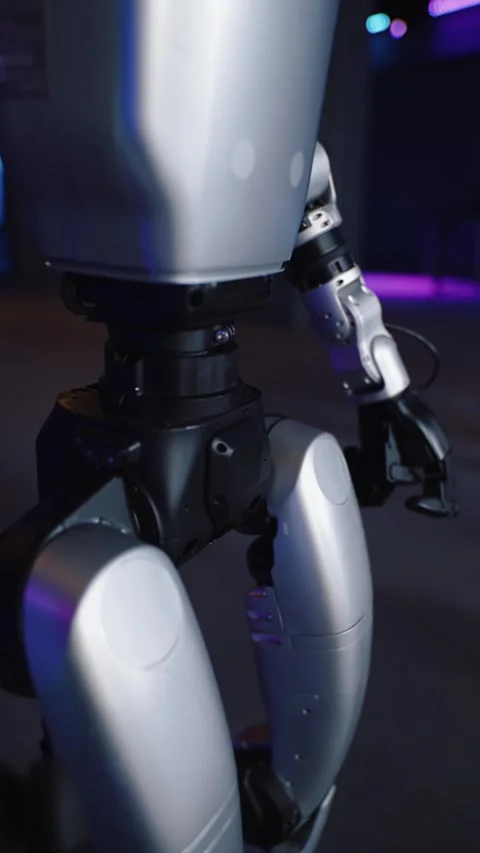 Humanoid robot arm and hand close up in futuristic technology setting Vídeos de archivo 324701384