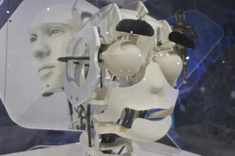 Humanoid robot with artificial intelligence algorithms 스톡 사진