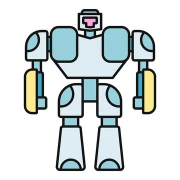 Humanoid robot character standing representing artificial intelligence Stock Illustration