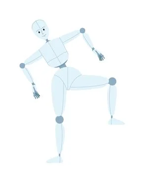 Humanoid robot choreography semi flat color vector character Stock Illustration