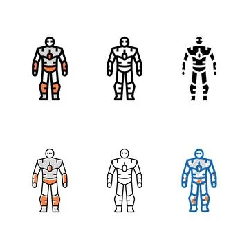 Humanoid robot color forms icon vector Stock Illustration