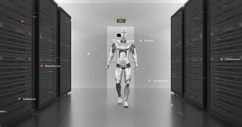 Humanoid Robot Confidently Walking In A Stock Video Pond5