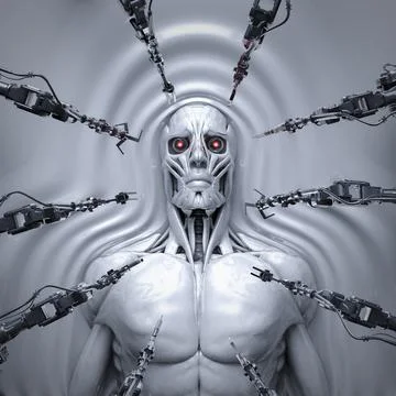 Humanoid robot creation 스톡 일러스트