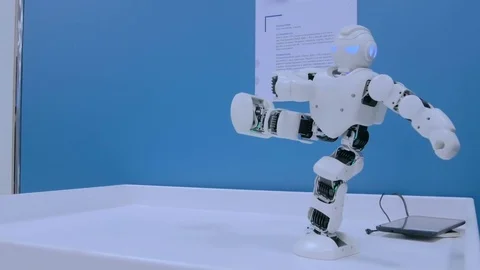 Humanoid robot dancing. Robot dance show Stock Footage
