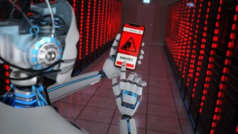 Humanoid Robot Data Center Emotet Detection 스톡 일러스트
